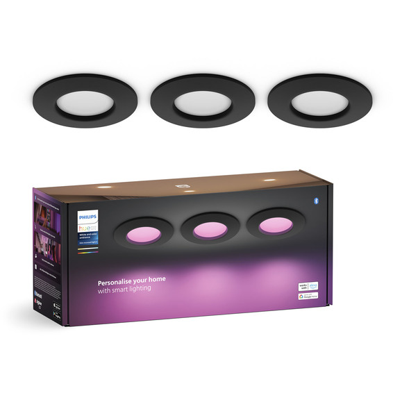 Philips Hue WCA Slim Downlight S 90mm Sort Multipack